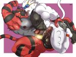  2020 4:3 anthro anthro_on_anthro big_penis blush bodily_fluids cum duo french_kissing genital_fluids genitals humanoid_genitalia humanoid_penis incineroar kissing legendary_pok&eacute;mon male male/male muscular muscular_anthro muscular_male nintendo nude open_mouth penis pok&eacute;mon pok&eacute;mon_(species) saliva saliva_on_tongue solgaleo sweat tongue tongue_out video_games zourik 