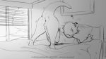  16:9 anthro anus bottomless clothed clothing female genitals letodoesart lutrine mammal mia_(trevart) monochrome mustelid open_mouth presenting presenting_pussy pussy raised_tail sketch sleeping solo sound_effects widescreen zzz 