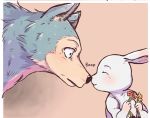  2020 beastars blush boop canid canine canis comic duo eden_fries eyes_closed feral flower fur haru_(beastars) lagomorph legoshi_(beastars) leporid looking_at_another mammal nose_boop plant rabbit white_body white_fur wolf 