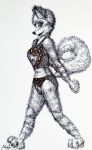  anthro baley big_feet bikini breasts canid canine clothing curled_tail fangs feet female fox genitals hands_behind_back hi_res mammal modestwold nipples nude paws profile_view pussy red_fox shy side_view smile solo swimwear traditional_drawing_(artwork) traditional_media_(artwork) translucent translucent_clothing two_piece two_piece_swimsuit walking x-ray x-ray_view 
