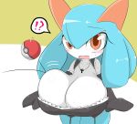  2020 ?! big_breasts bodily_fluids breasts female garter_straps hi_res humanoid kirlia nintendo not_furry open_mouth orange_eyes pok&eacute;ball pok&eacute;mon pok&eacute;mon_(species) rui_(sugaru) shiny_pok&eacute;mon short_stack simple_background solo standard_pok&eacute;ball sugaru surprise sweat sweatdrop video_games 