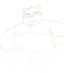  2020 absurd_res anthro balls belly blush genitals hi_res kemono male mame_taro mammal moobs nipples overweight overweight_anthro overweight_male penis simple_background sitting solo ursid white_background 