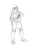 absurd_res apron clothing female footwear hi_res human human_only mammal miranda_leigh monochrome not_furry pre-transformation shoes simple_background sketch smile solo white_background 