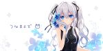  blue_eyes flowers long_hair original ribbons tsunako twintails white_hair 