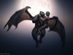  couple_(disambiguation) dragon duo fantasy flying gargoyle genitals hi_res human kc_giant love male male/male mammal moon penis scalie 
