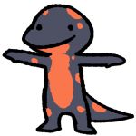  1:1 alpha_channel ambiguous_gender amphibian black_body blitzdrachin conditional_dnp lizard low_res multicolored_body newt orange_body reptile salamander_(amphibian) scalie semi-anthro simple_background simple_eyes smile standing t-pose two_tone_body 