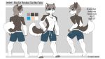  16:9 2020 4_toes 5_fingers anthro blue_eyes canid canine canis clothed clothing digital_media_(artwork) domestic_dog english_text fingers footwear hair husky longdanger male mammal model_sheet nordic_sled_dog shoes smile solo spitz standing text toes topless widescreen 