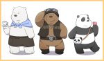  anthro apron belly black_body black_fur brown_bear brown_body brown_fur cartoon_network clothing cosplay emufu fur giant_panda grizzly_(shirokuma_cafe) grizzly_(wbb) grizzly_bear group ice_bear kemono male mammal panda-kun panda_(wbb) phone polar_bear shirokuma shirokuma_cafe slightly_chubby ursid ursine we_bare_bears white_body white_fur 