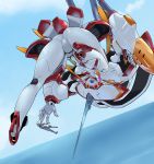  action_pose blush camel_toe clothing cloud darling_in_the_franxx falling female human humanoid machine male mammal not_furry panties pochincoff pose robot robot_humanoid solo_focus strelizia studio_trigger underwear 