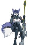  alpha_channel anthro armor black_nose blue_body blue_fur blue_hair breast_cutout breasts canid canine clothed clothing dipstick_tail exposed_breasts female fingerless_gloves fox fur gloves green_eyes gun hair handwear hi_res krystal mammal mass_effect multicolored_tail nintendo nipples ranged_weapon simple_background solo star_fox transparent_background video_games weapon yawg 