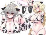  !! 1boy 2girls animal_ears animal_print astolfo_(fate) bare_shoulders bell bell_collar bikini blonde_hair blush braid braided_ponytail breasts censored cleavage collar collarbone commentary_request cow_bell cow_ears cow_girl cow_horns cow_print cowboy_shot elbow_gloves eyebrows_visible_through_hair eyes_visible_through_hair fate/apocrypha fate_(series) fingerless_gloves full_body futanari genderswap genderswap_(mtf) gloves glowing glowing_penis grey_hair hair_between_eyes haoro highres horns jeanne_d&#039;arc_(fate) jeanne_d&#039;arc_(fate)_(all) large_breasts long_hair looking_at_viewer midriff multiple_girls navel penis red_eyes short_hair sieg_(fate/apocrypha) simple_background sleeveless speech_bubble standing stomach swimsuit tail thighhighs very_long_hair white_background 