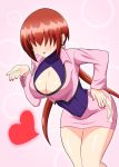  1girl breasts cleavage cleavage_cutout dress earrings hair_over_eyes highres jewelry large_breasts long_hair open_mouth red_hair shermie_(kof) skirt smile solo the_king_of_fighters twintails yensh 