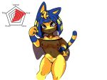  4:3 animal_crossing ankha_(animal_crossing) anthro breasts clothing domestic_cat egyptian felid feline felis female genitals mammal mostly_nude nintendo nipples pussy raised_tail shaved shaved_pussy solo standing tod_d translucent translucent_clothing veil video_games 