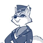  1:1 2020 anthro black_nose breasts canid canine clothing eyelashes eyewear female fox glasses gloves handwear hat headgear headwear hi_res inada_mutsuosa lt._fox_vixen makeup mammal military_uniform sek_studios simple_background solo squirrel_and_hedgehog uniform whip white_background 