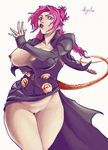  argilla atlus avatar_tuner bottomless breasts coat curvy digital_devil_saga highres jacket large_breasts lipstick megami_tensei open_shirt pink_eyes pink_hair pussy rennes scar shaved_pussy shin_megami_tensei thighs uniform vagina 