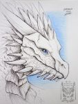  2020 ambiguous_gender blue_eyes dragon drerika feral headshot_portrait hi_res horn portrait scales solo traditional_media_(artwork) 