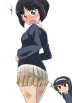  /\/\/\ 2girls absurdres ass bangs black_eyes black_hair black_panties blue_jacket blunt_bangs blunt_ends blush bob_cut breasts brown_eyes chibi chibi_inset collared_jacket dirty dirty_clothes embarrassed eyebrows_visible_through_hair girls_und_panzer hairband highres jacket jitome long_hair looking_at_viewer looking_back multiple_girls nose_blush ooarai_military_uniform open_mouth panties pantylines pleated_skirt reizei_mako see-through short_hair skirt small_breasts smile sono_midoriko sparkle surprised sweatdrop thighs underwear wakku_kan wet wet_clothes wet_skirt white_background white_hairband white_skirt 