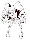  1girl bent_over boots bow dowman_sayman dress drill_hair eyepatch greyscale hair_bow harime_nui heart kill_la_kill long_hair monochrome sidelocks smile solo thigh_boots thighhighs twin_drills twintails 