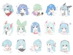  ! aqua_eyes avant-garde_(module) bless_you_(module) blue_eyes blue_hair blush bow bowtie braid calc_(vocaloid) closed_eyes collar commentary dou_iu_koto_nano!?_(vocaloid) facial_mark flower fur_trim furrowed_eyebrows ghost_rule_(vocaloid) glasses green_eyes green_hair hair_flower hair_ornament hatsune_miku headgear headphones high_fever_(module) highres horns lady-ichiko long_hair looking_at_viewer looking_away multiple_persona nervous odds_&amp;_ends_(vocaloid) open_mouth pajama_party_(module) pink_eyes ponytail portrait project_diva_(series) purple_collar purple_eyes rose sailor_collar satisfaction_(kz)_(vocaloid) shinkai_shoujo_(vocaloid) shirt side_ponytail slow_motion_(vocaloid) sparkle squiggle time_machine_(vocaloid) twin_braids twintails twitter_username umiyuri_kaiteitan_(vocaloid) vocaloid white_flower white_rose white_shirt 