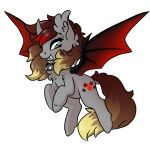  1:1 alpha_channel ash bat_pony bat_wings brown_hair collar cutie_mark demon_ascended equid equine eyelashes fan_character fangs female feral fluffy_ears friendship_is_magic fur green_eyes grey_body grey_fur hair hasbro highlights_(coloring) horn hybrid long_hair mammal membrane_(anatomy) membranous_wings my_little_pony red_highlights red_wings solo spiked_collar spikes star teeth wings 