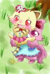  absurd_res anthro bodily_fluids chibi fur garnet_(jewelpet) genital_fluids hi_res jewelpet pink_body pink_fur sango_(jewelpet) sanrio urine watersports yellow_body yellow_fur 