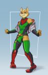  anthro bulge canid canine clothed clothing fox fox_mccloud hi_res male mammal nintendo ptoon-t skimpy solo spandex star_fox tight_clothing video_games 