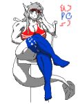  anthro aquatic_dragon athletic big_breasts breasts clothing diving_board dragon elmo-san eyewear female fish flipnote_studio footwear galina goggles goggles_on_head hair hamstrings legwear long_hair long_tail looking_at_viewer marine muscular muscular_anthro muscular_female non-mammal_breasts one-piece_swimsuit patriotic_clothing patriotism politics scalie sea_serpent shark sitting smile socks solo solo_focus stars_and_stripes swimwear thick_tail thick_thighs thigh_highs united_states_of_america 