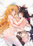  animal_ears fang_qiao karyl_(princess_connect) nipples pecorine princess_connect princess_connect!_re:dive stockings symmetrical_docking tail thighhighs 