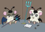  anime cricetid devi_hamu_kun duo ham_ham_heartbreak hamster hamtaro_(series) hi_res male mammal melee_weapon pitchfork polearm rodent scheming semi-anthro spat_(hamtaro) tools tottoko_hamutaro trident video_games weapon 