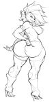  activision anthro armband bandicoot big_breasts big_butt breasts butt butt_pose clothing crash_bandicoot_(series) ear_piercing ear_ring female footwear hi_res high_heels looking_back mammal marsupial monochrome piercing pirate_tawna pose punk rear_view shoes simple_background solo spiked_armband spikes tawna_bandicoot thecon video_games white_background wide_hips 