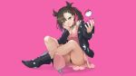  aqua_eyes black_hair boots breasts choker cleavage devildogs mary_(pokemon) pink pokemon ribbons short_hair twintails 