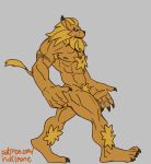  animated barazoku digimon digimon_(species) felid hi_res leomon lion male mammal muscular pantherine rickleone short_playtime walk_cycle 