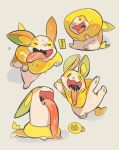  4others closed_eyes dog gen_8_pokemon highres multiple_others no_humans pokemon pokemon_(game) pokemon_swsh stretched_neck suzuka_g sweat tongue tongue_out white_background yamper 