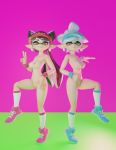  animal_humanoid callie_(splatoon) cephalopod duo excersice female female/female geo0529 hand_sign hi_res humanoid inkling mandala-furikake marie_(splatoon) marine mollusk mollusk_humanoid naughty_face nintendo nude raised_leg splatoon squid_sisters_(splatoon) video_games 