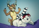  anthro antlers breasts brown_body brown_fur cervid duo female fluffy fur hooves horn male male/female mammal nude predator/prey tirrel tirrel_(character) 