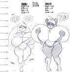  &lt;3 abbi_(kilinah) absurd_res anthro barefoot belly belly_expansion big_breasts blush breast_expansion breasts chart clothing dialogue dress duo english_text expansion female giant_panda growth hair height_chart height_growth hi_res huge_breasts hyper hyper_breasts lagomorph legwear leporid long_ears long_hair lunarspy mammal monochrome nipples number one_eye_closed rabbit shi_yu_(lunarspy) short_tail slightly_chubby sound_effects speech_bubble stockings text thick_thighs torn_clothing transformation ursid wardrobe_malfunction weight_gain wide_hips 