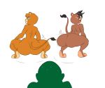  anon anthro big_butt bodily_fluids breasts brown_body brown_fur bruma butt comparing el_arca felid female fur group huge_butt human kairel lion male mammal pantherine sweat terrible_the_drawfag thick_thighs twerking wide_hips zeigram 