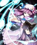 :&lt; book foreshortening frown hands hat magic miya9 patchouli_knowledge pointing purple_eyes purple_hair serious solo touhou 