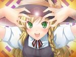  47agdragon blonde_hair braid dragon_ball green_eyes hat kirisame_marisa master_spark parody solo taiyouken touhou upper_body witch_hat 