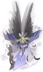 artist_request axe black_wings blonde_hair cape feathers malice_(riviera) polearm riviera solo weapon wings 