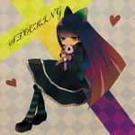  bow dress gradient_hair hair_bow heart multicolored_hair panty_&amp;_stocking_with_garterbelt solo stocking_(psg) striped striped_legwear thighhighs yumi_(tuzisaka) 