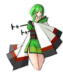  bangs black_eyes blunt_bangs costume emukon gen_2_pokemon green_hair personification pokemon solo xatu 