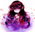  amo brown_eyes brown_hair crossed_arms flower frown long_hair long_sleeves madotsuki petals rose_petals sad solo tears yume_nikki 