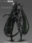  alien alien_(movie) carapace claws commentary_request crossover fusion hatsune_miku highres no_humans parody pun simple_background spring_onion tail teeth twintails vocaloid xenomorph 