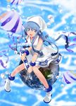  ari_(alyland) bad_id bad_pixiv_id blue_eyes blue_hair bracelet dress earth fish hat ikamusume jewelry long_hair shinryaku!_ikamusume solo tentacle_hair tentacles underwater 