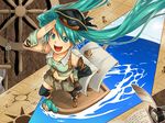  boat hachune_miku hat hatsune_miku thigh-highs twintails vocaloid water 