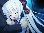  crying game_cg long_hair nimura_yuushi osananajimi_wa_daitouryou ponytail ribbons white_hair 