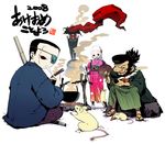  3boys akeome banned_artist child cooking copyright_request eyepatch happy_new_year japanese_clothes kimono multiple_boys nagasawa_shin new_year pot rat smoke 