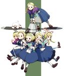  banned_artist blonde_hair blush child copyright_request dress long_hair multiple_girls nagasawa_shin one_eye_closed short_hair smile waving 