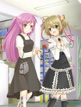  argyle argyle_legwear bad_id bad_pixiv_id bag dress futaki_kanata garters hair_ribbon half_updo handbag iwashiro_byou kamikita_komari kneehighs little_busters! lolita_fashion multiple_girls purple_hair ribbon socks 